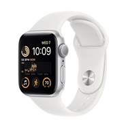 Apple Watch SE 2022 GPS 40mm Silver Aluminium Case med White Sport Band - Regular