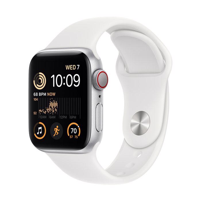 Apple Watch SE 2022 GPS & 4G 40mm Silver Aluminium Case med White Sport Band - Regular