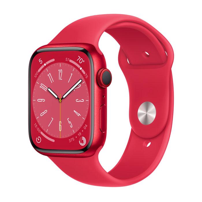 Apple Watch Series 8 GPS & 4G 45mm Red Aluminium Case med Red Sport Band - Regular