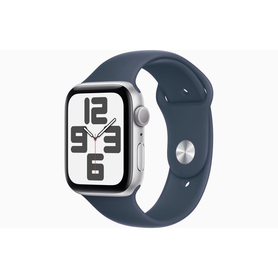 Apple Watch SE GPS 44mm Sølv Aluminium Case med Stormblå Sport Band - S/M