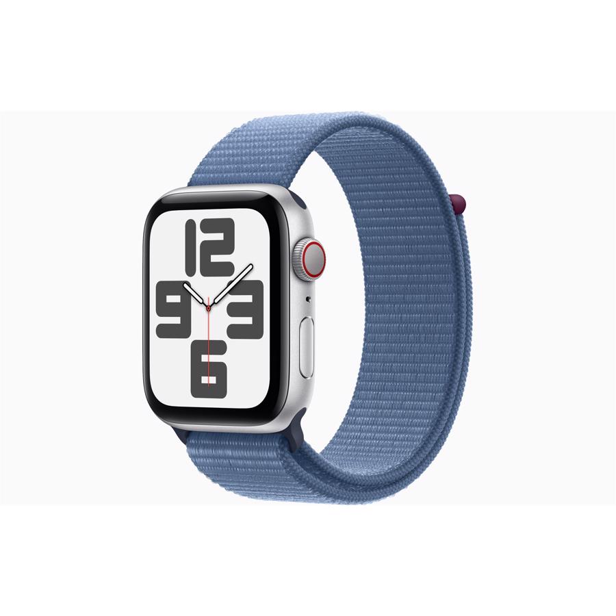 Apple Watch SE GPS & 4G 44mm Sølv Aluminium Case med Vinterblå Sport Loop