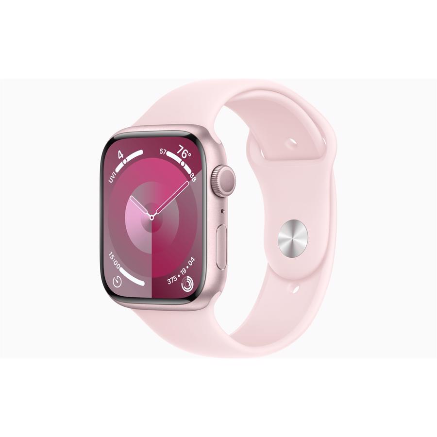 Apple Watch Series 9 GPS 45mm Lyserød Aluminium Case med Sart Lyserød Sport Band - S/M