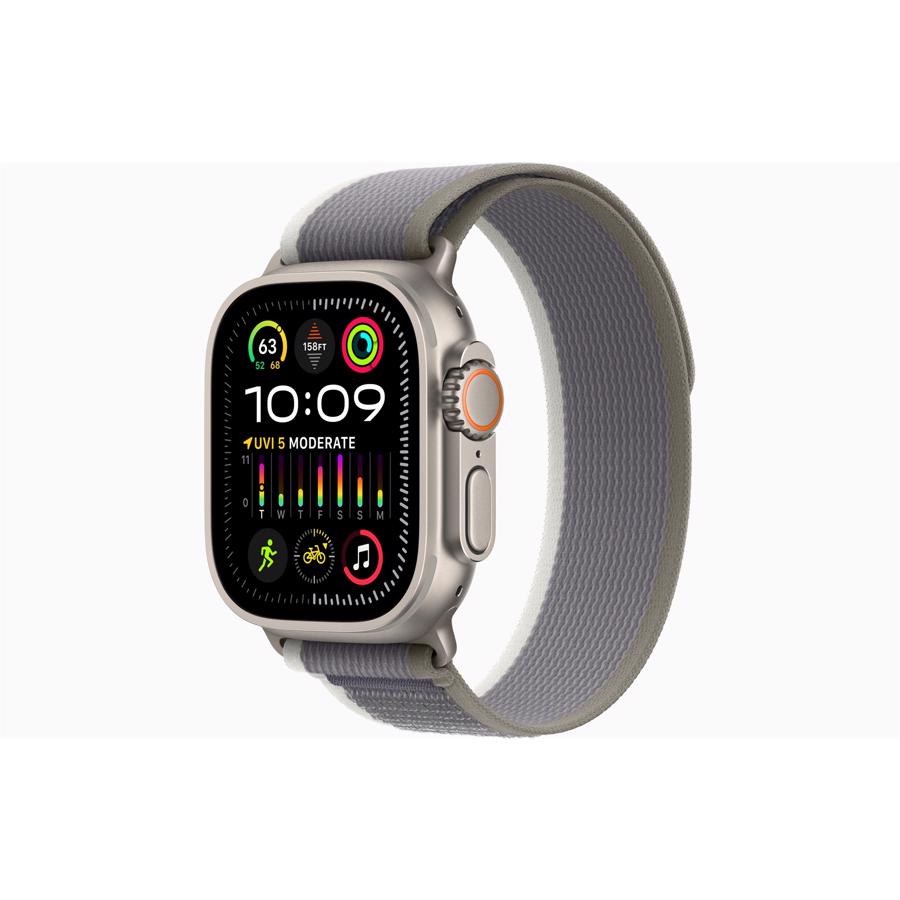 Apple Watch Ultra 2 GPS & 4G 49mm Titanium Case med Grøn/Grå Trail Loop - M/L