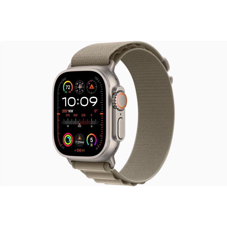Apple Watch Ultra 2 GPS & 4G 49mm Titanium Case med Olivengrøn Loop - Medium