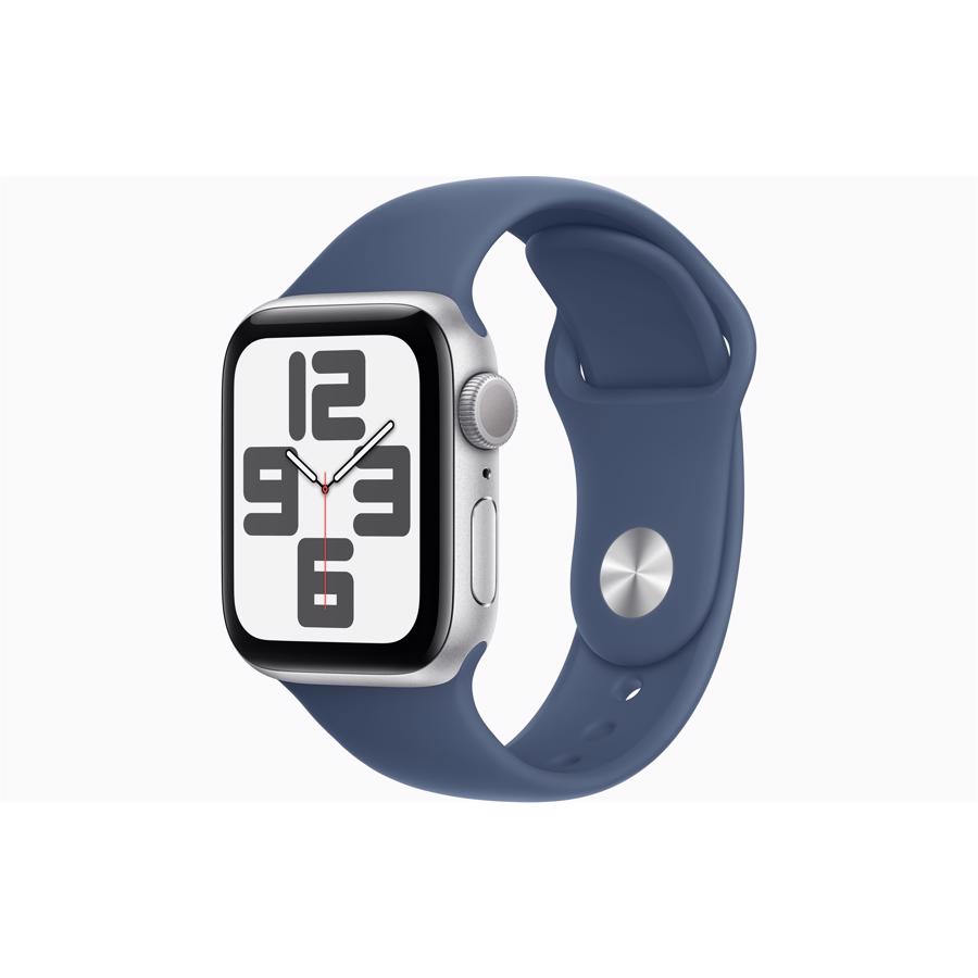 Apple Watch SE GPS 40mm Sølv Aluminium Case med Denimblå Sport Band - M/L