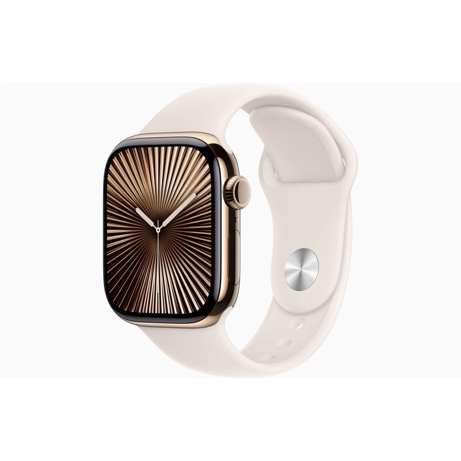 Apple Watch Series 10 GPS & 4G 42mm Guld Titanium Case med Stjerneskær Sport Band - M/L