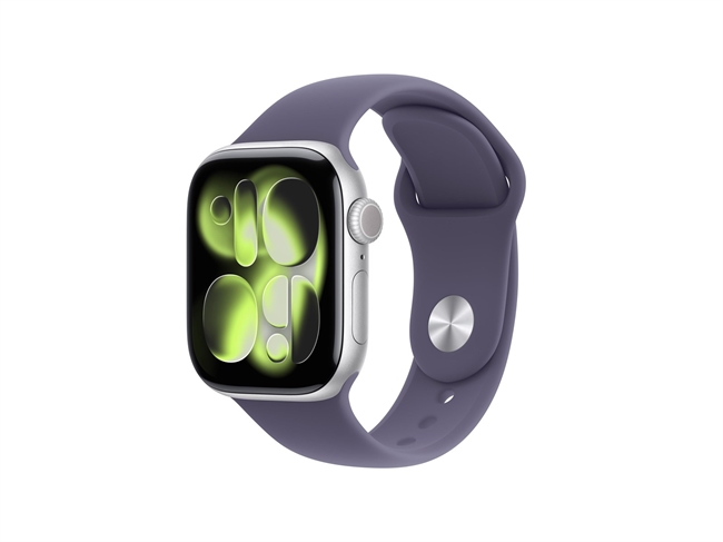 Apple Watch Series 11 GPS & 5G 42mm Sølv Aluminium Case med Sart Lilla Sport Band - S/M