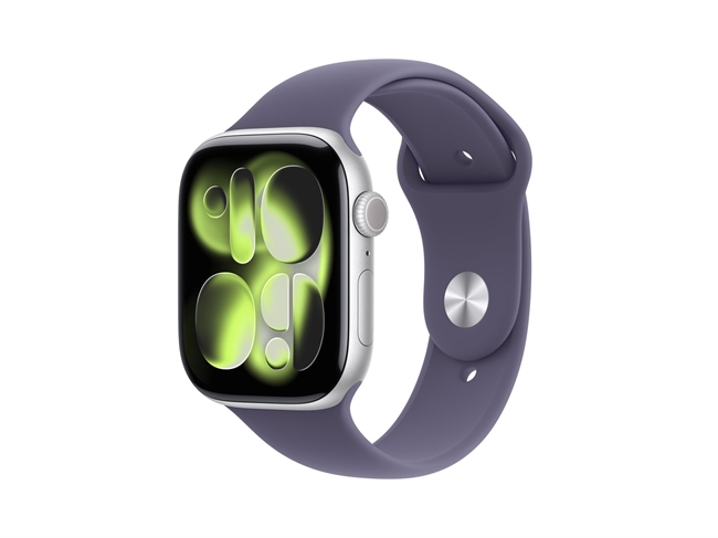 Apple Watch Series 11 GPS & 5G 46mm Sølv Aluminium Case med Sart Lilla Sport Band - S/M