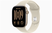 Apple Watch Series 12 GPS 46mm Lyst Guld Aluminium Case med Sand Sport Band - M/L