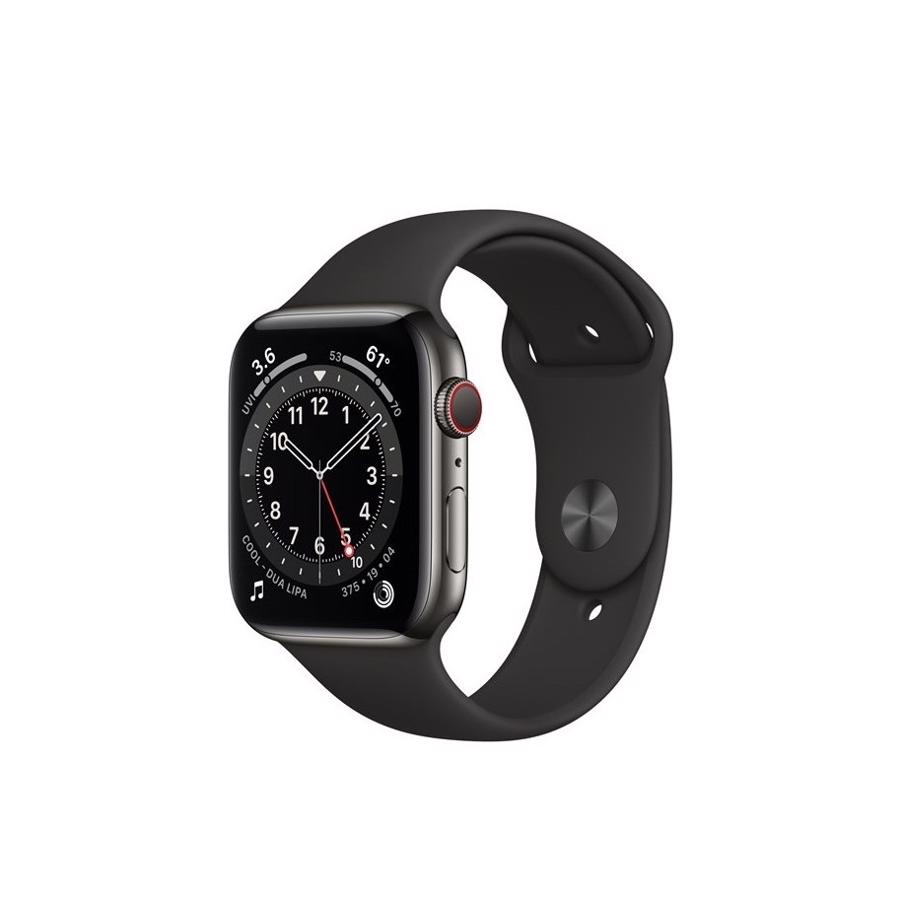Apple Watch Series 6 GPS & 4G 40mm Graphite Rustfri stål Case med Black Sport Band