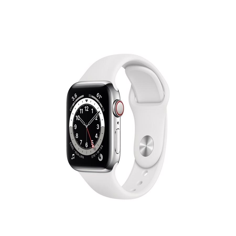 Apple Watch Series 6 GPS & 4G 40mm Silver Rustfri stål Case med White Sport Band