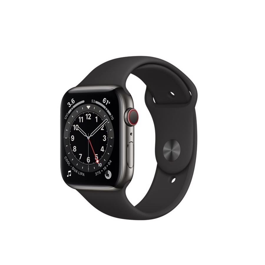 Apple Watch Series 6 GPS & 4G 44mm Graphite Rustfri stål Case med Black Sport Band