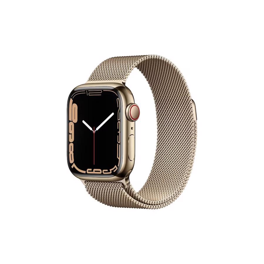 Apple Watch Series 7 GPS & 4G 41mm Gold Rustfri Stål Case med Gold Milanese Rem